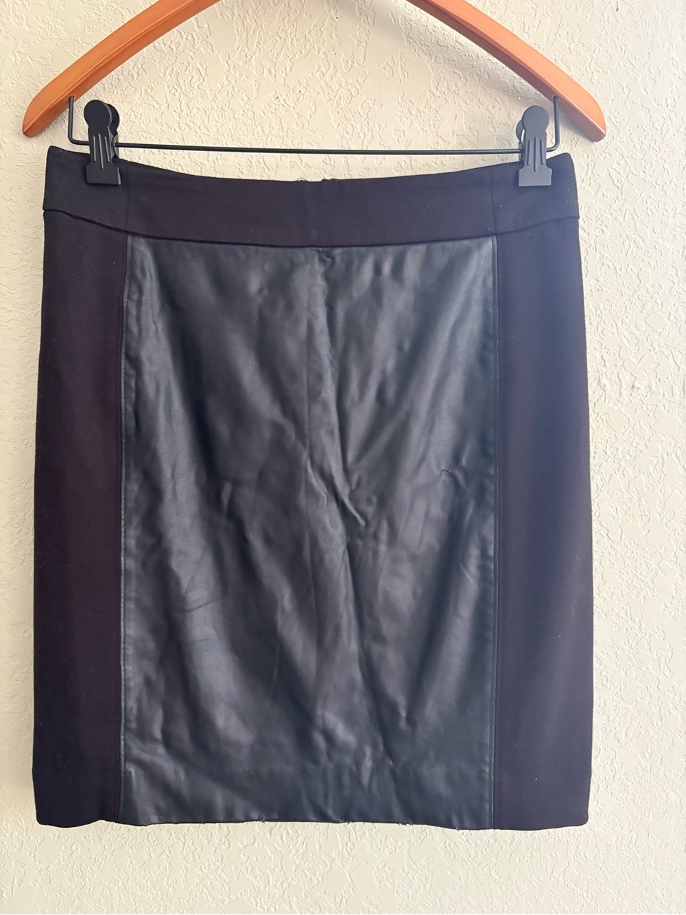LOFT Black Pencil Skirt with Faux Leather Front Panel